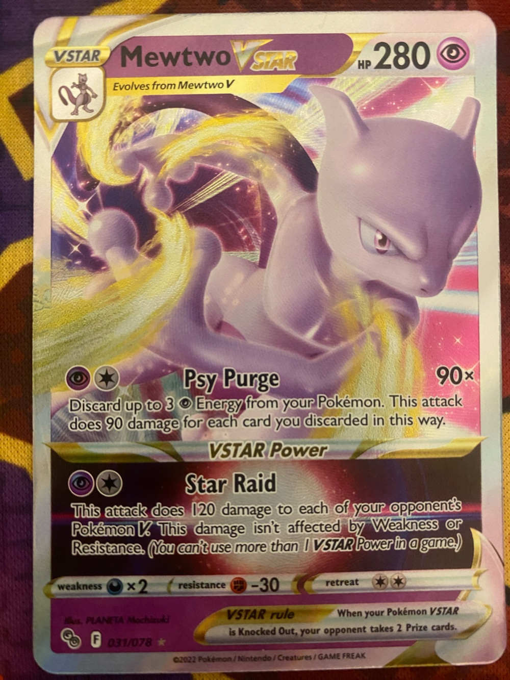 Super rare Mewtwo Vstar #031/078 Near mint Pokemon Go set